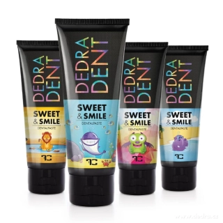 Dedra 1 kus přírodní dětská zubní pasta SWEET & SMILE pro ochranu mléčných zubů - se žvýkačkovou příchutí, 50 ml